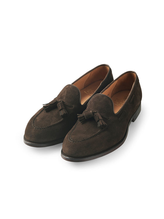 Dunkelbrauner Velours-Tasselloafer von Crockett & Jones