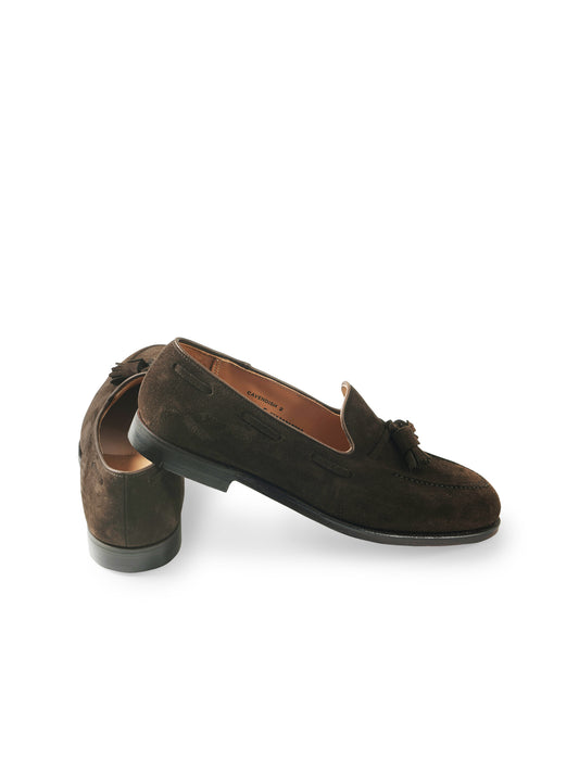 Dunkelbrauner Velours-Tasselloafer von Crockett & Jones – Ansicht 3