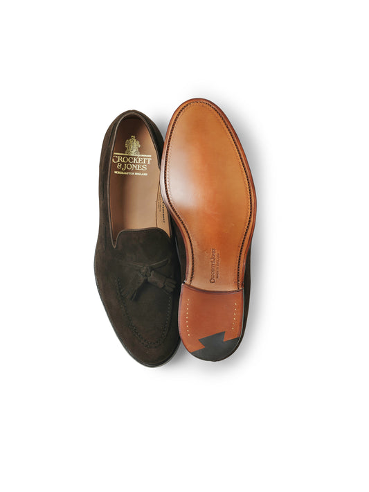 Dunkelbrauner Velours-Tasselloafer von Crockett & Jones – Ansicht 6