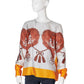 Steinfarbene Seidenbluse mit Horseprint
