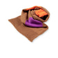 Brauner Schal mit orange/lilanen Kreisen