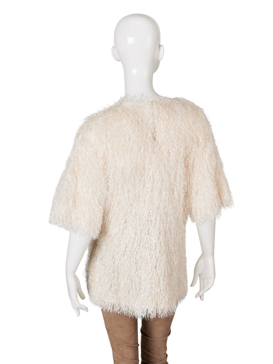 Sandfarbenes Longshirt mit Fransen von MEIMEIJ – Ansicht 3