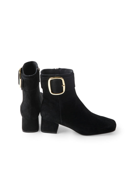 Schwarze Velour-Stiefelette mit Absatz von Bibi Lou