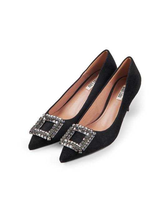 Schwarzer Pumps mit Schmuck-Spange von Bibi Lou