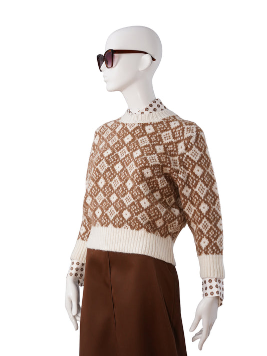 Creme-camelfarbener gemusterter Pullover von Dorothee Schumacher