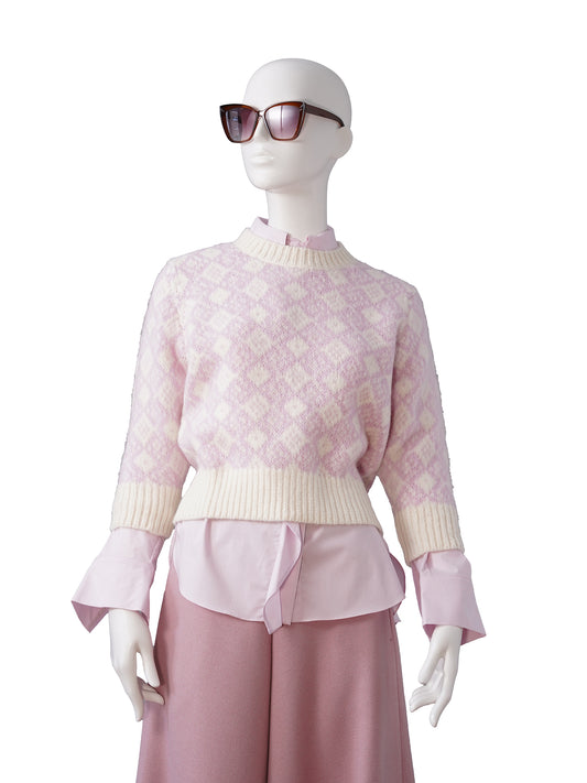 Creme-rosafarbener gemusterter Pullover von Dorothee Schumacher