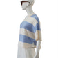 Hellblau/Cremefarbener, gestreifter Kurzarm-Pullover