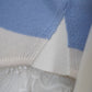 Hellblau/Cremefarbener, gestreifter Kurzarm-Pullover