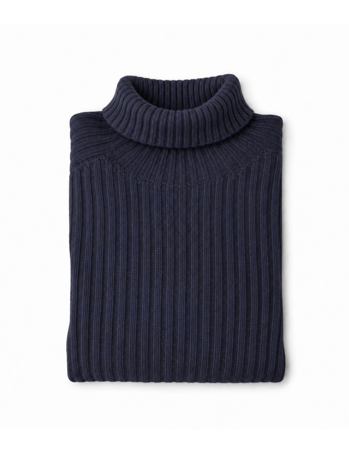 Dunkelblauer Rippstrick-Rollkragenpullover von Glenugie