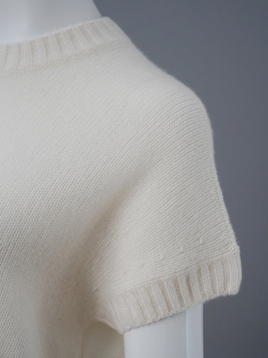 Cremefarbener Kurzarm-Pullover aus Wolle und Kaschmir von FFC – Ansicht 3