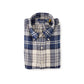 Creme/Dunkelblaues kariertes Flanellhemd mit Button-Down