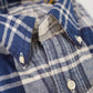 Creme/Dunkelblaues kariertes Flanellhemd mit Button-Down