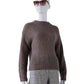 Taupefarbener, melierter Roundneck aus Cashmere und Seide