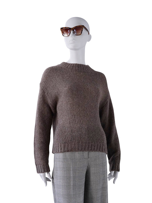 Taupefarbener Oversize-Grobstrick-Roundneck aus Kaschmir und Seide von Henry Christ