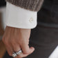 Taupefarbener, melierter Roundneck aus Cashmere und Seide