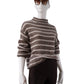 Taupe/Cremefarbener, gestreifter Turtleneck aus Cashmere und Seide