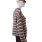 Taupe/Cremefarbener, gestreifter Turtleneck aus Cashmere und Seide