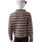 Taupe/Cremefarbener, gestreifter Turtleneck aus Cashmere und Seide