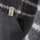 Grau/Cremefarbener, gestreifter Turtleneck aus Cashmere und Seide