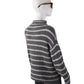Grau/Cremefarbener, gestreifter Turtleneck aus Cashmere und Seide