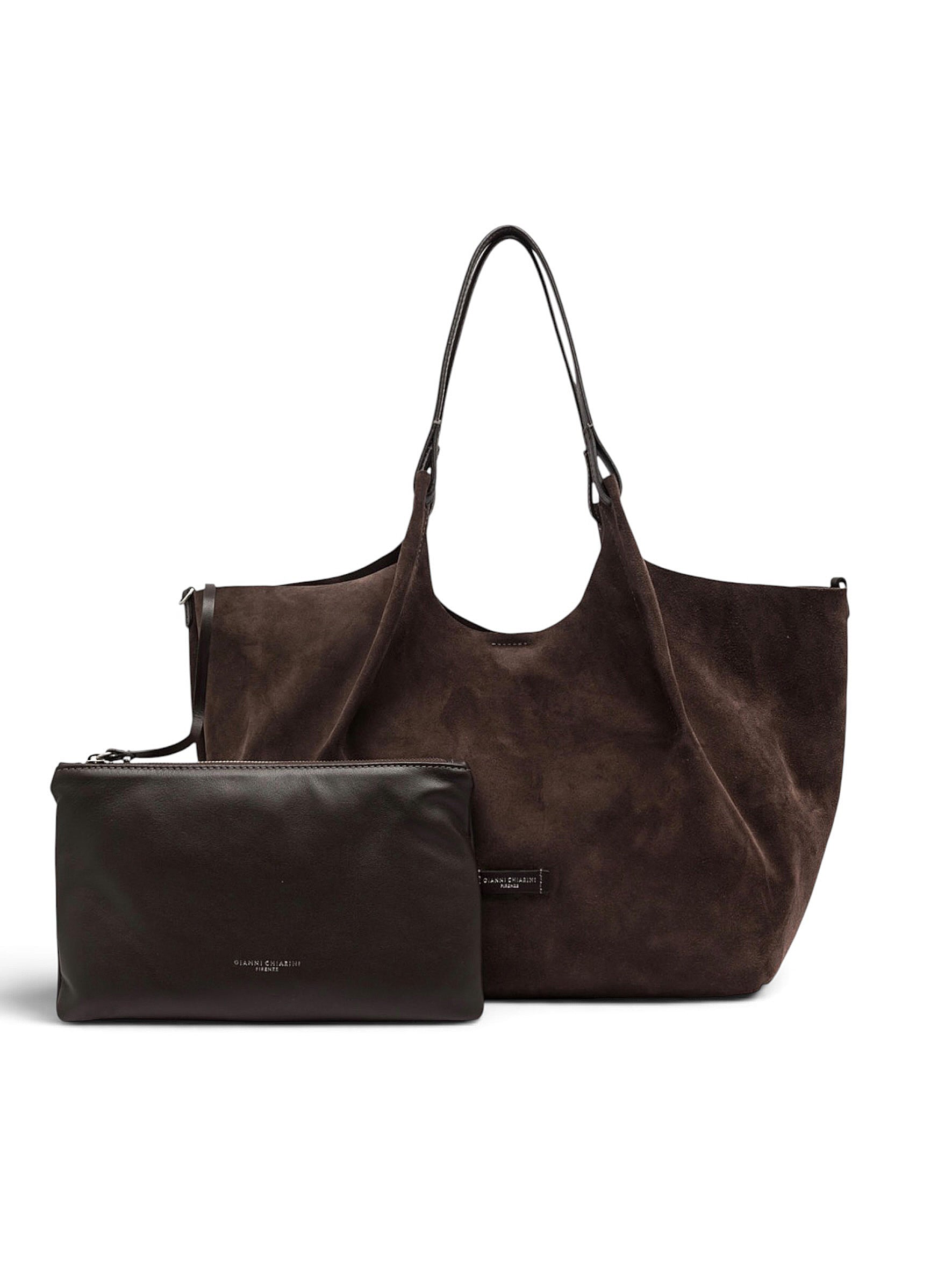Mokkafarbene Velour-Tasche von Gianni Chiarini – Ansicht 7