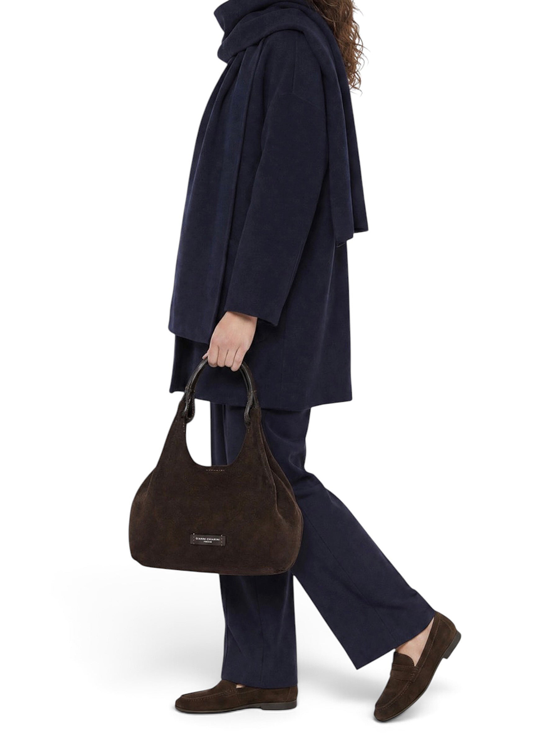 Mokkafarbene Velour-Tasche von Gianni Chiarini – Ansicht 4