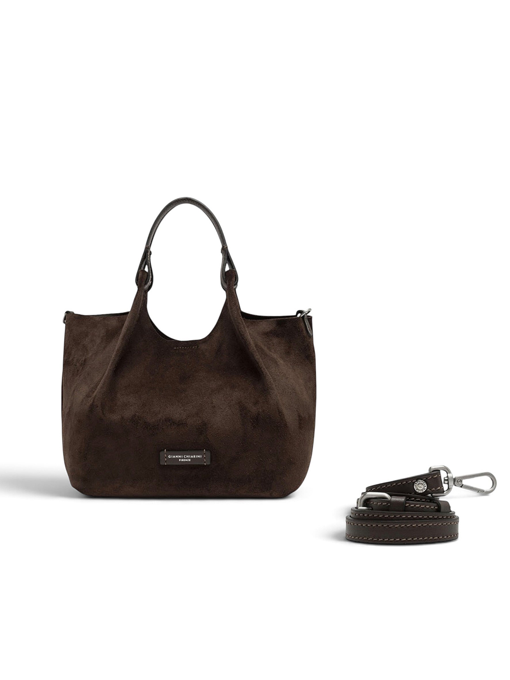 Mokkafarbene Velour-Tasche von Gianni Chiarini – Ansicht 5
