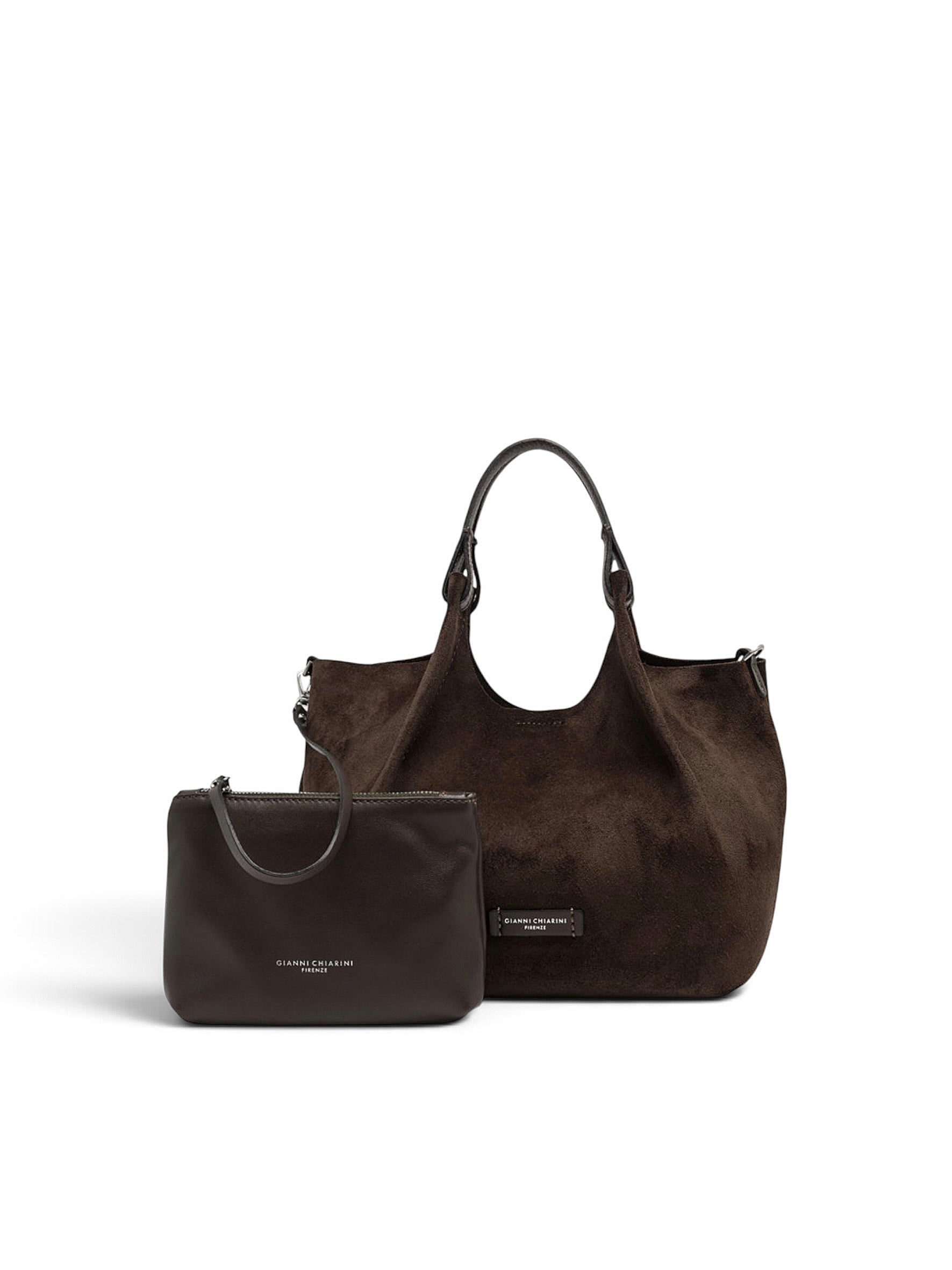 Mokkafarbene Velour-Tasche von Gianni Chiarini – Ansicht 3