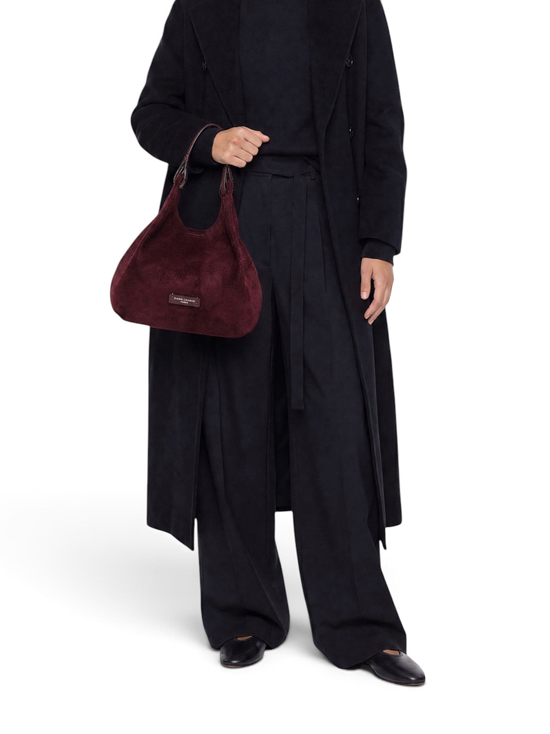 Bordeauxfarbene Velour-Tasche von Gianni Chiarini – Ansicht 2