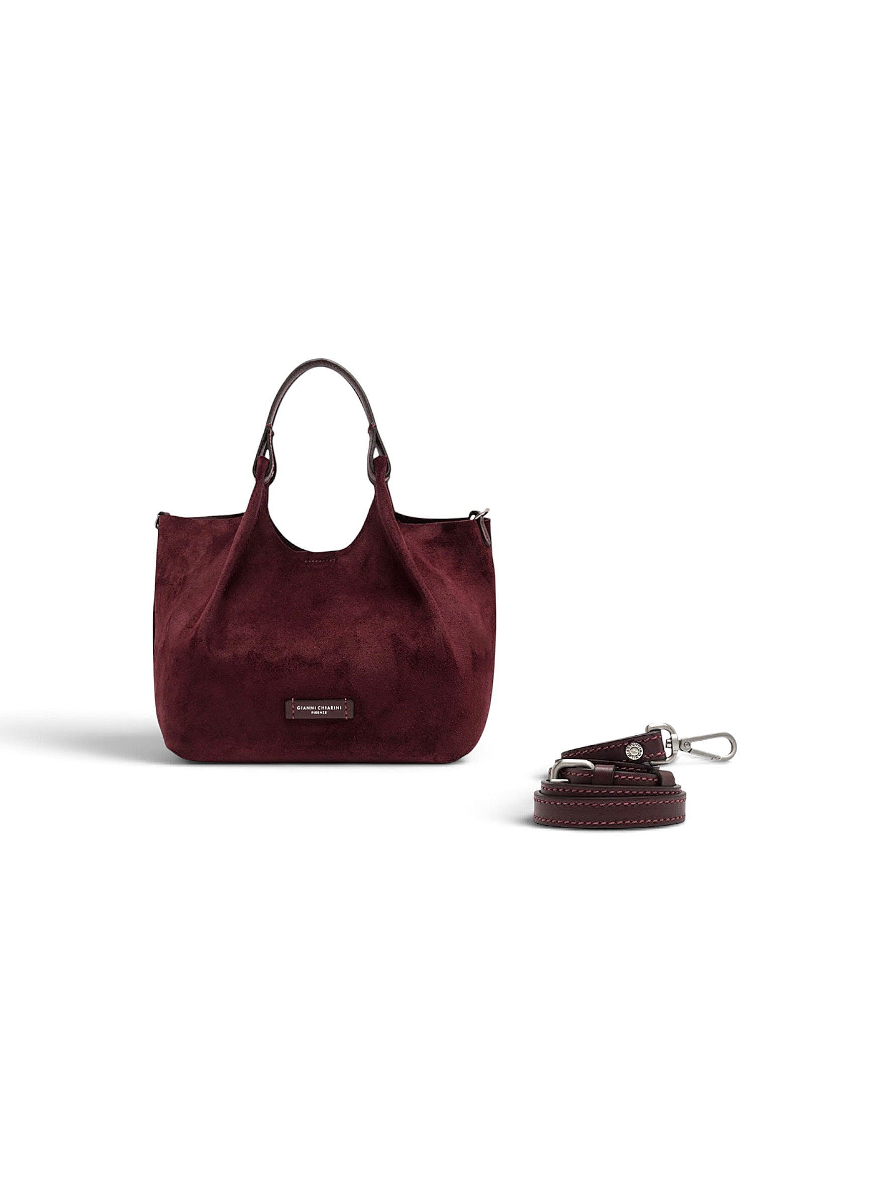 Bordeauxfarbene Velour-Tasche von Gianni Chiarini – Ansicht 3