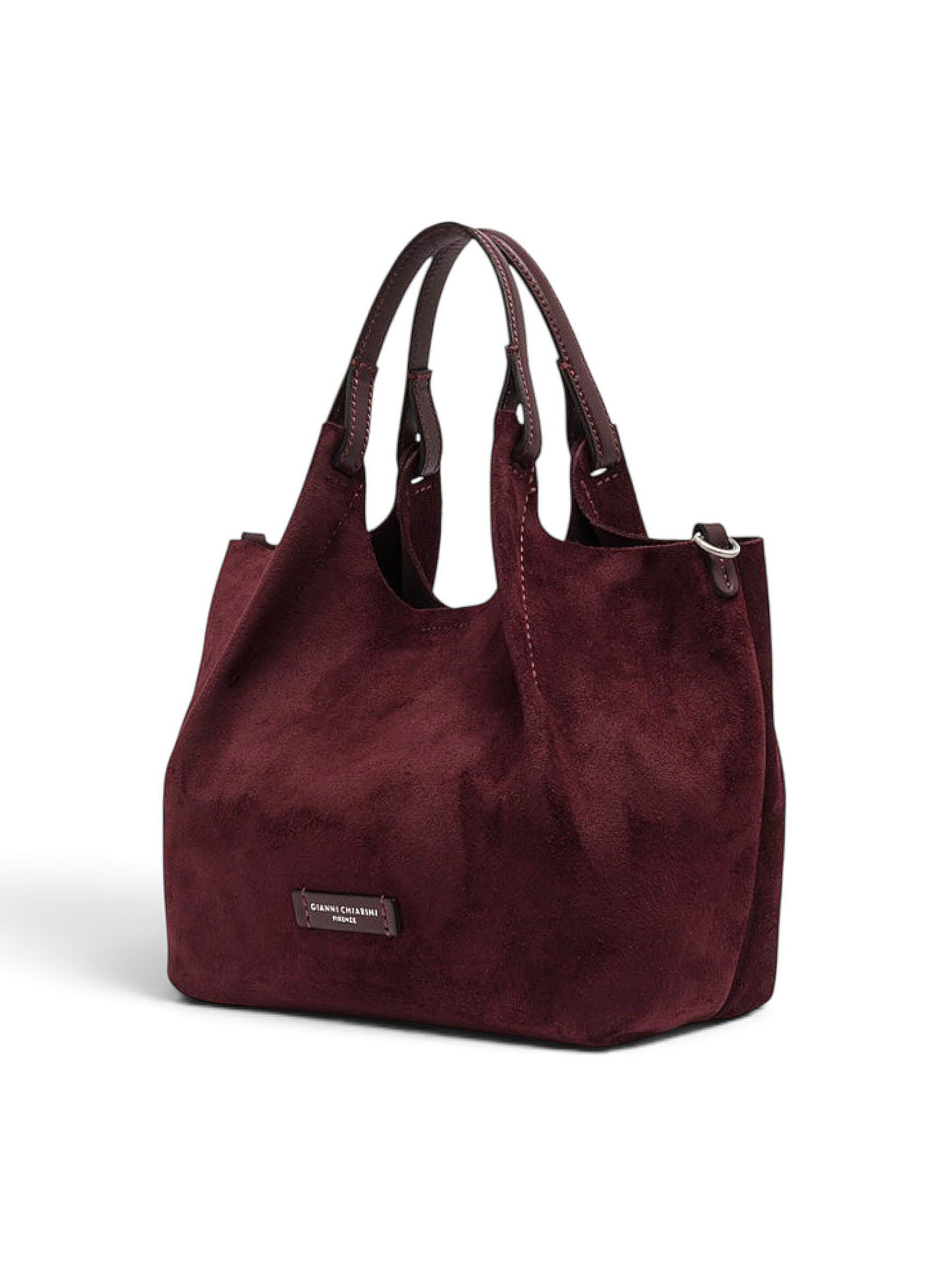 Bordeauxfarbene Velour-Tasche von Gianni Chiarini – Ansicht 5