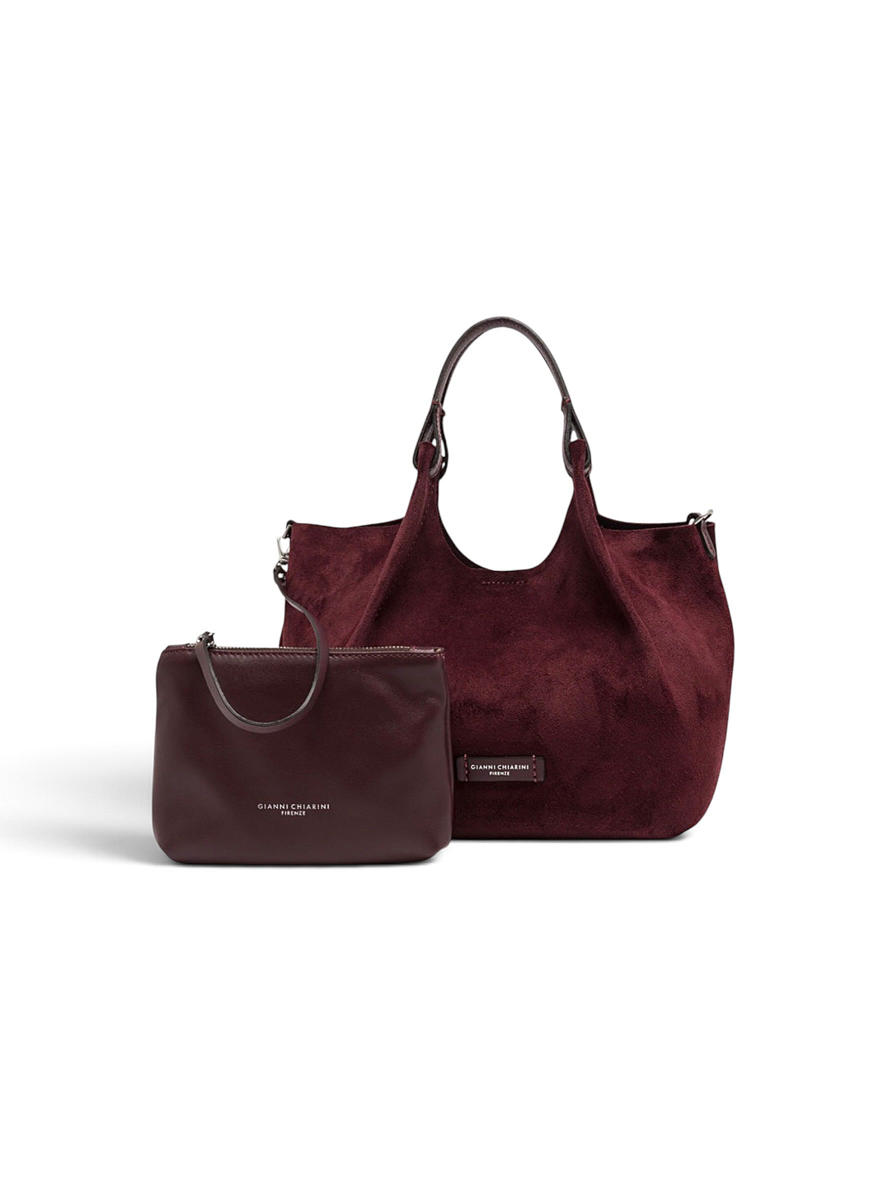 Bordeauxfarbene Velour-Tasche von Gianni Chiarini – Ansicht 7