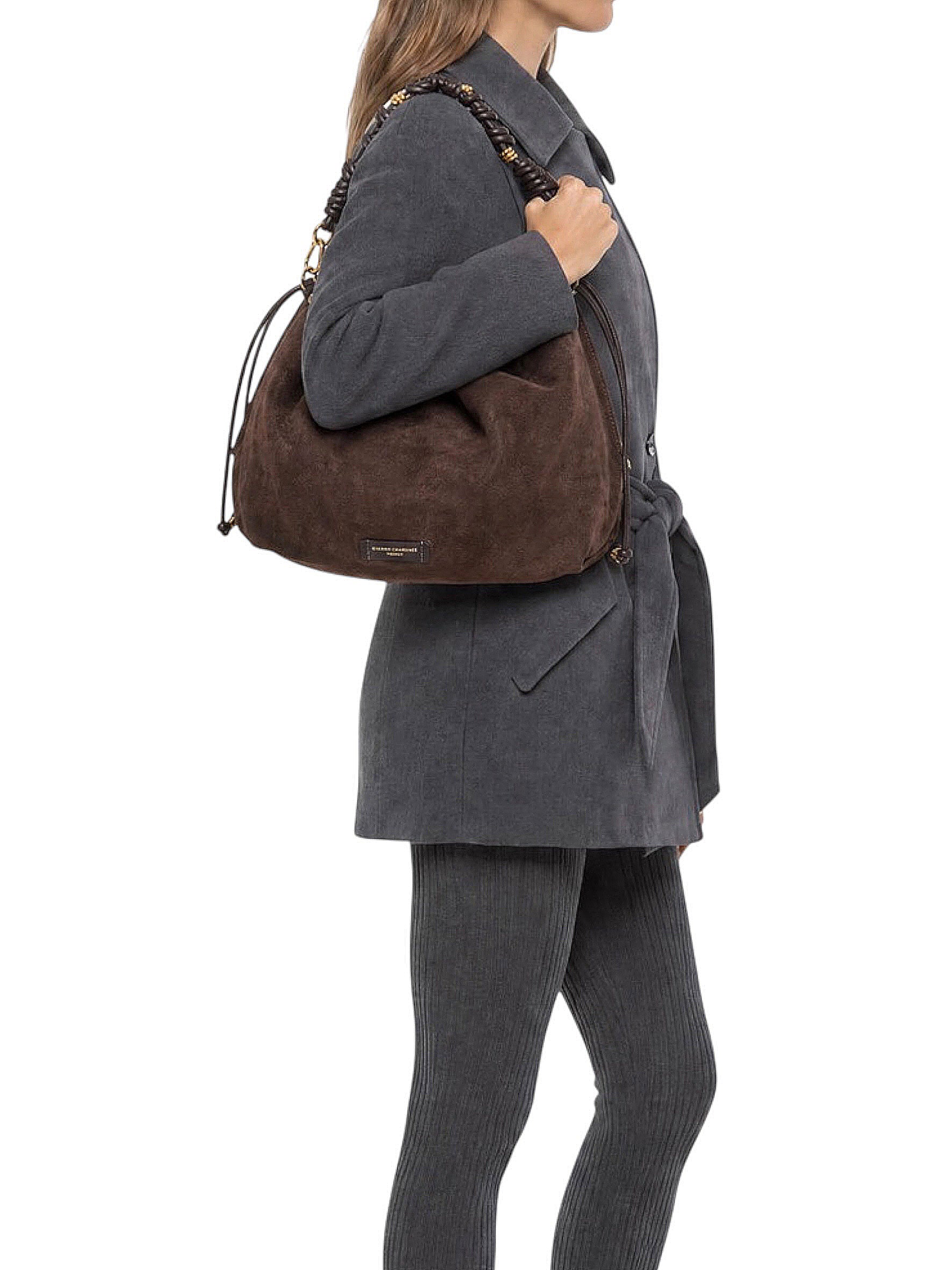 Dunkelbraune Velour-Tasche von Gianni Chiarini – Ansicht 2