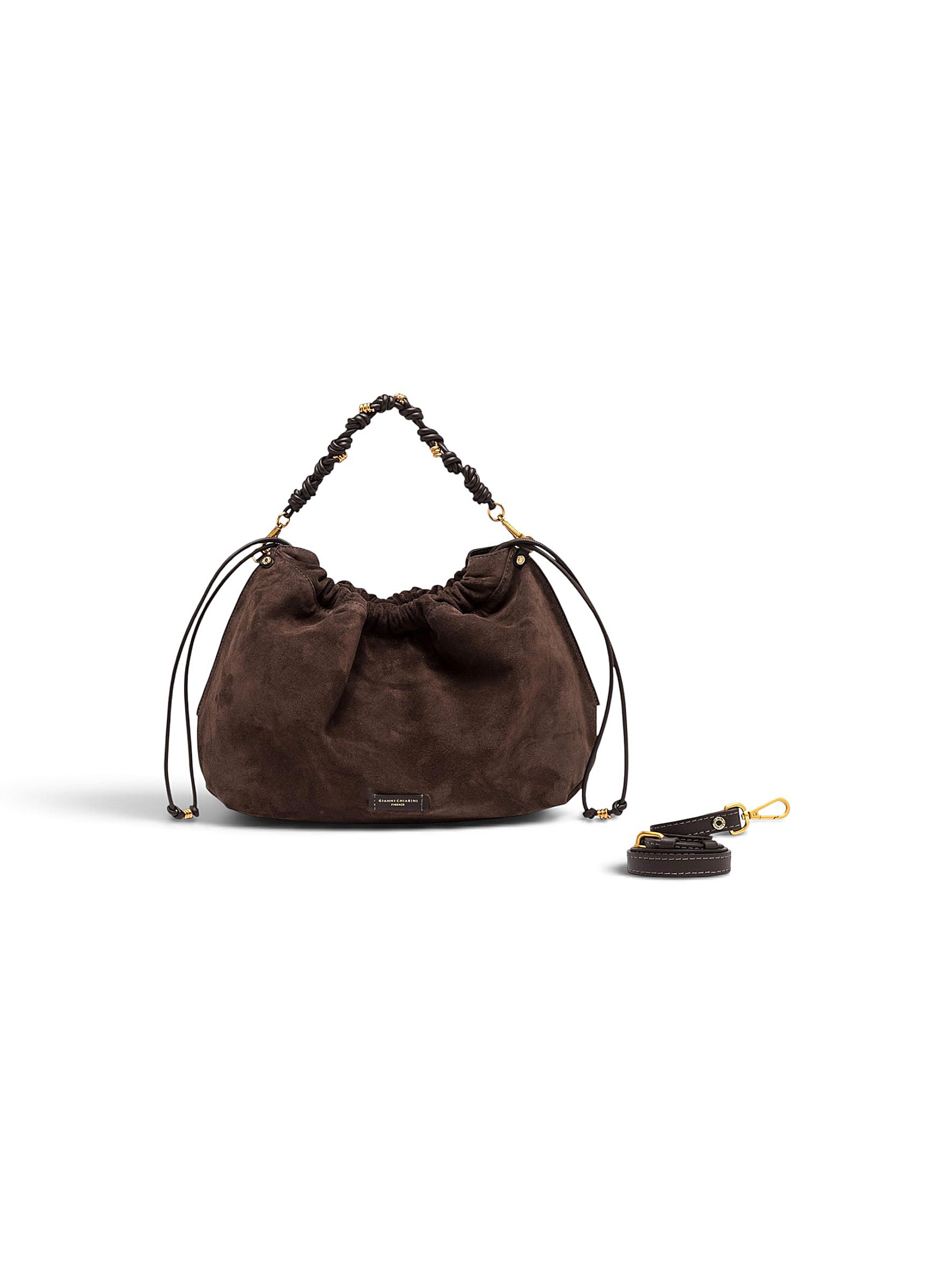 Dunkelbraune Velour-Tasche von Gianni Chiarini – Ansicht 3