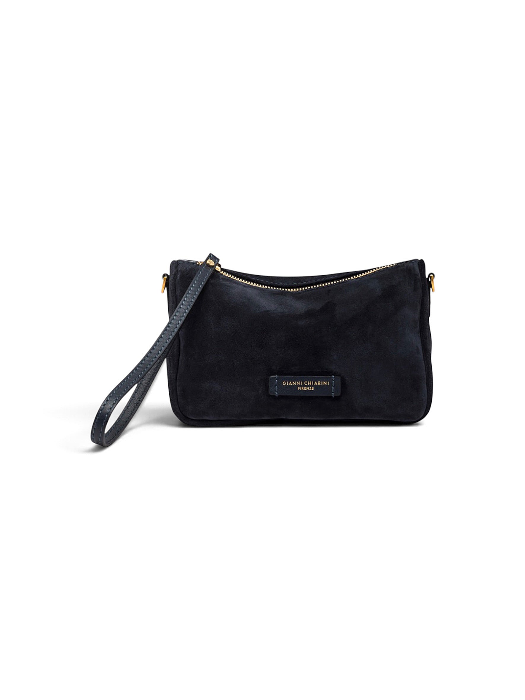 Kleine, dunkelblaue Velour-Tasche von Gianni Chiarini