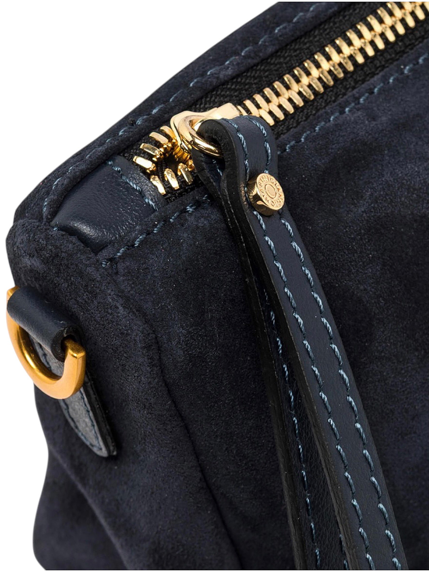 Kleine, dunkelblaue Velour-Tasche von Gianni Chiarini – Ansicht 6