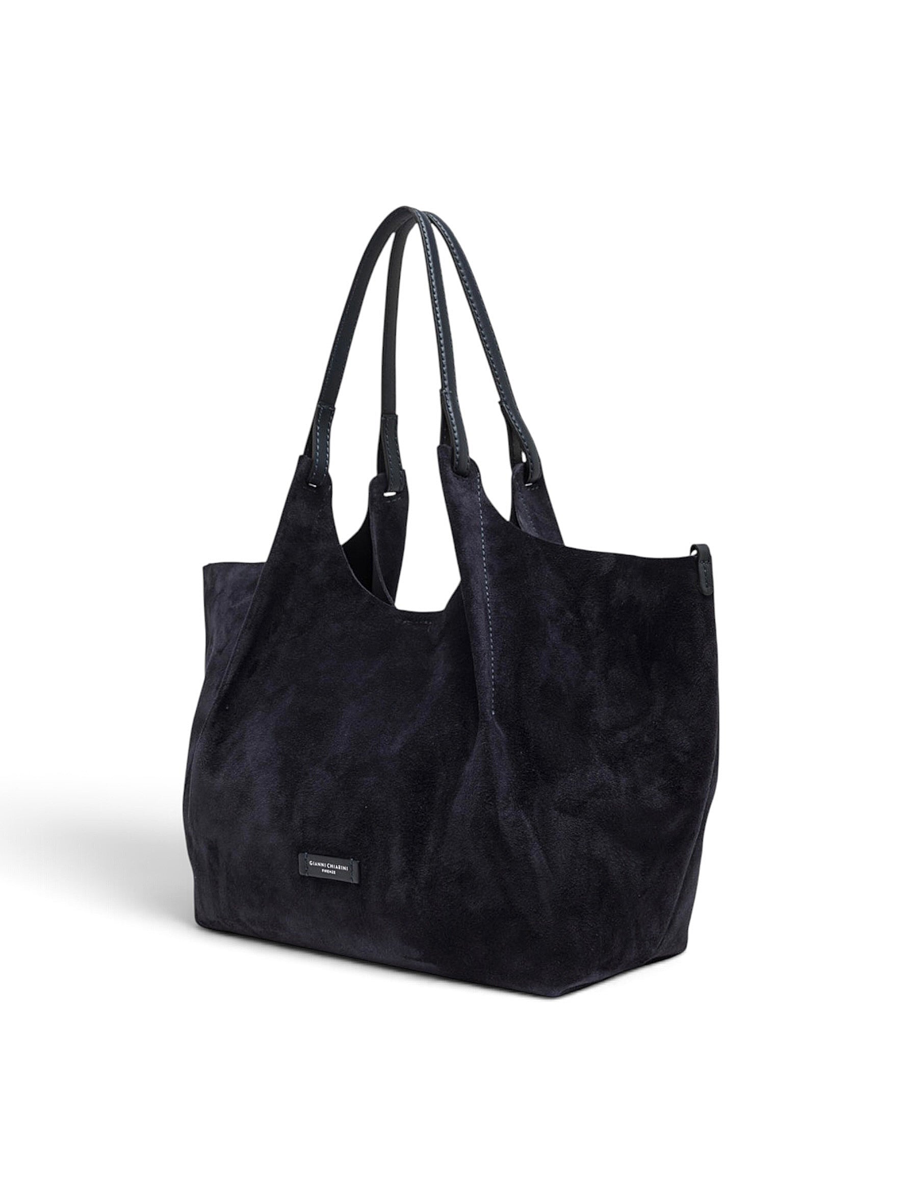 Dunkelblaue Velour-Tasche von Gianni Chiarini – Ansicht 4