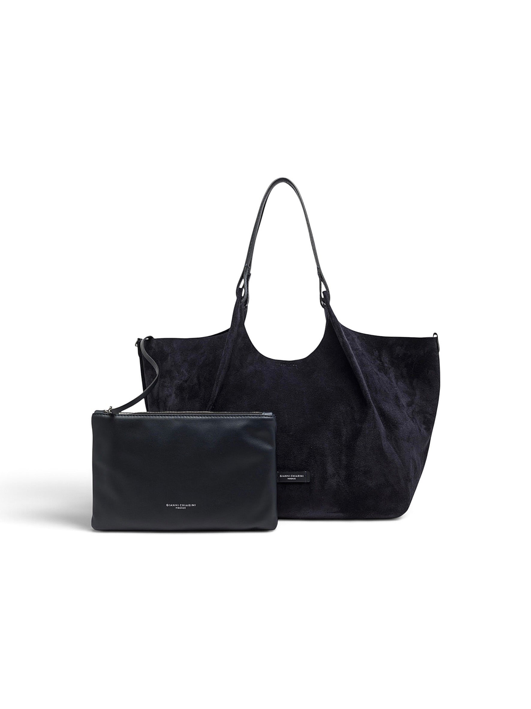 Dunkelblaue Velour-Tasche von Gianni Chiarini – Ansicht 5
