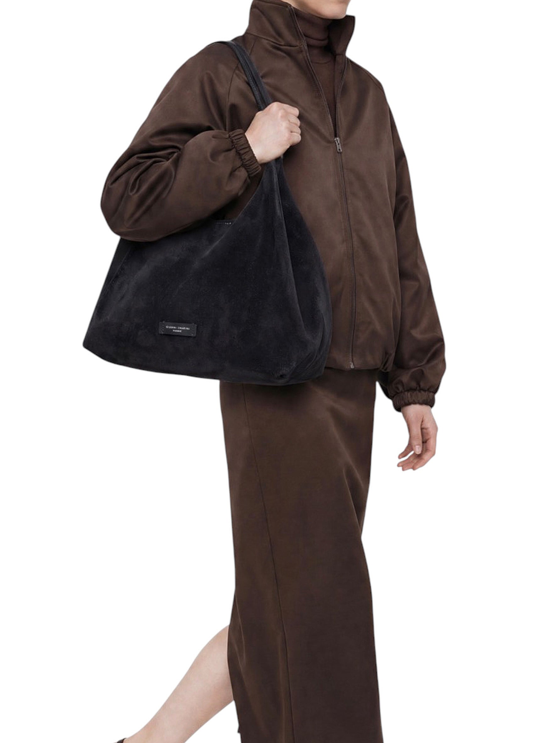 Dunkelblaue Velour-Tasche von Gianni Chiarini – Ansicht 2
