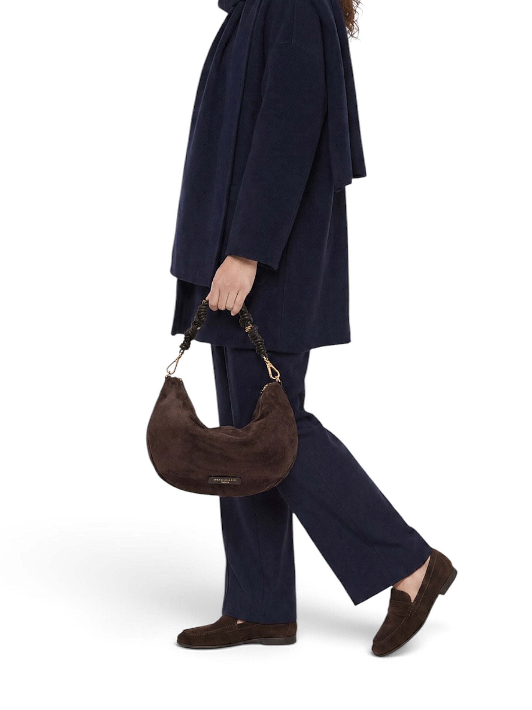 Dunkelbraune Velour-Tasche von Gianni Chiarini – Ansicht 2