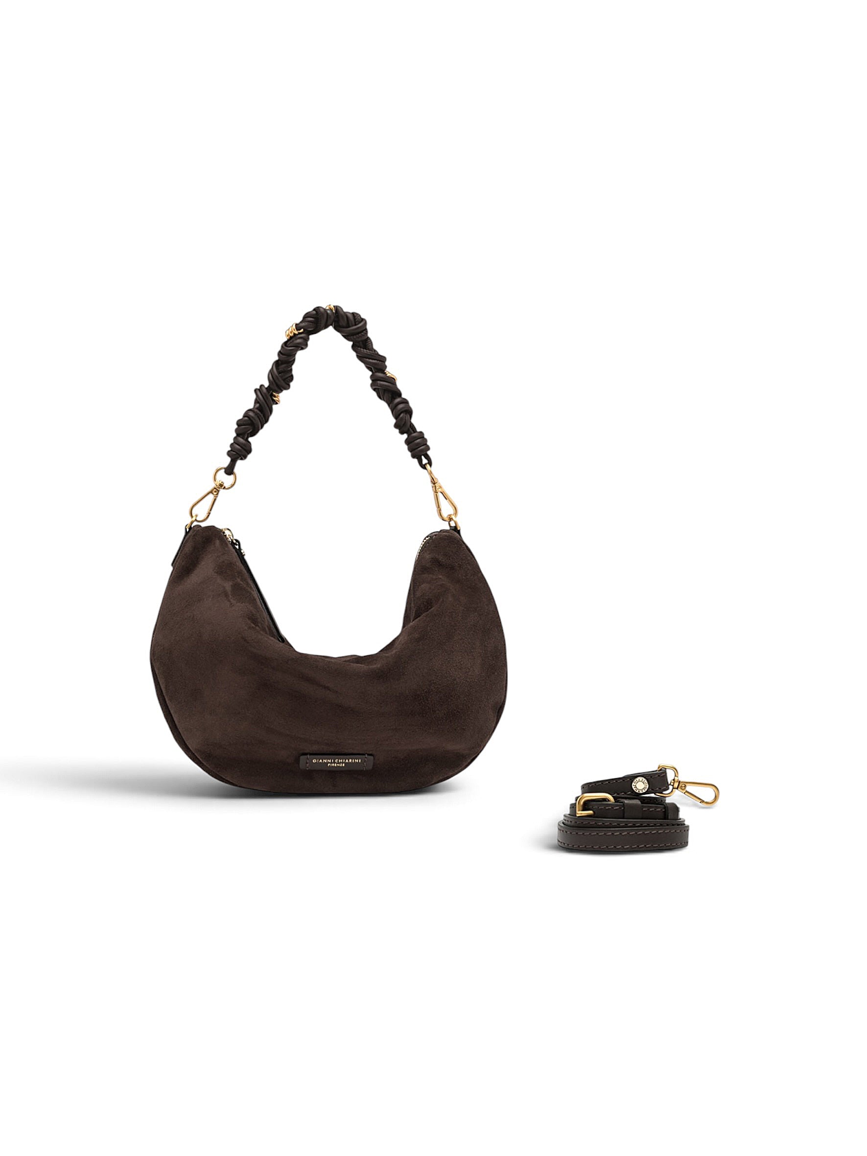 Dunkelbraune Velour-Tasche von Gianni Chiarini – Ansicht 3