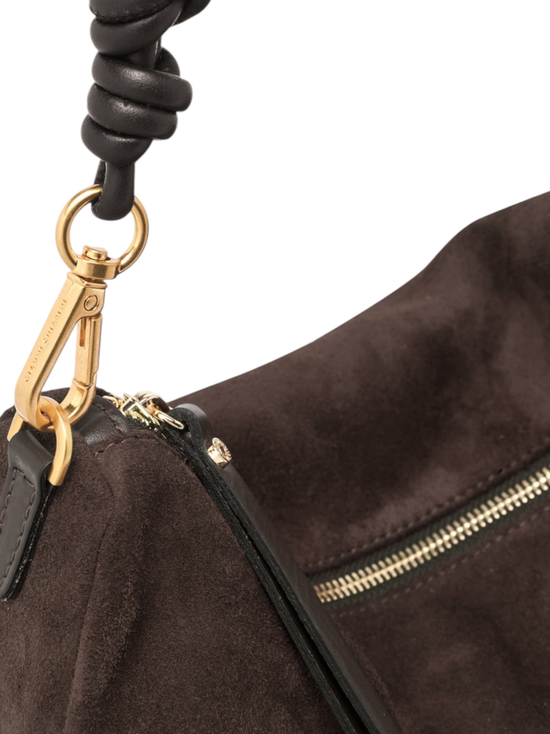 Dunkelbraune Velour-Tasche von Gianni Chiarini – Ansicht 7