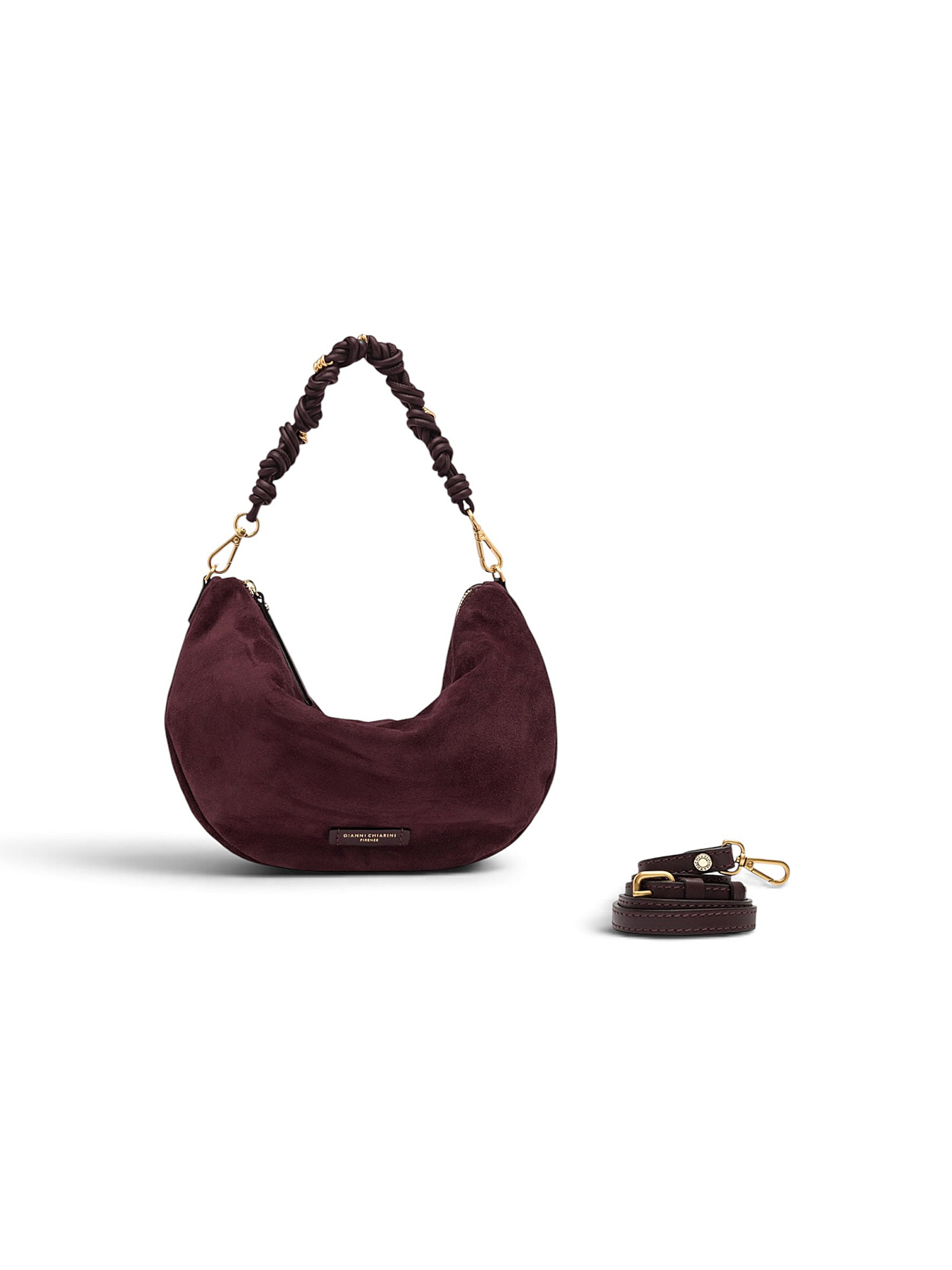Bordeauxfarbene Velour-Tasche von Gianni Chiarini – Ansicht 3