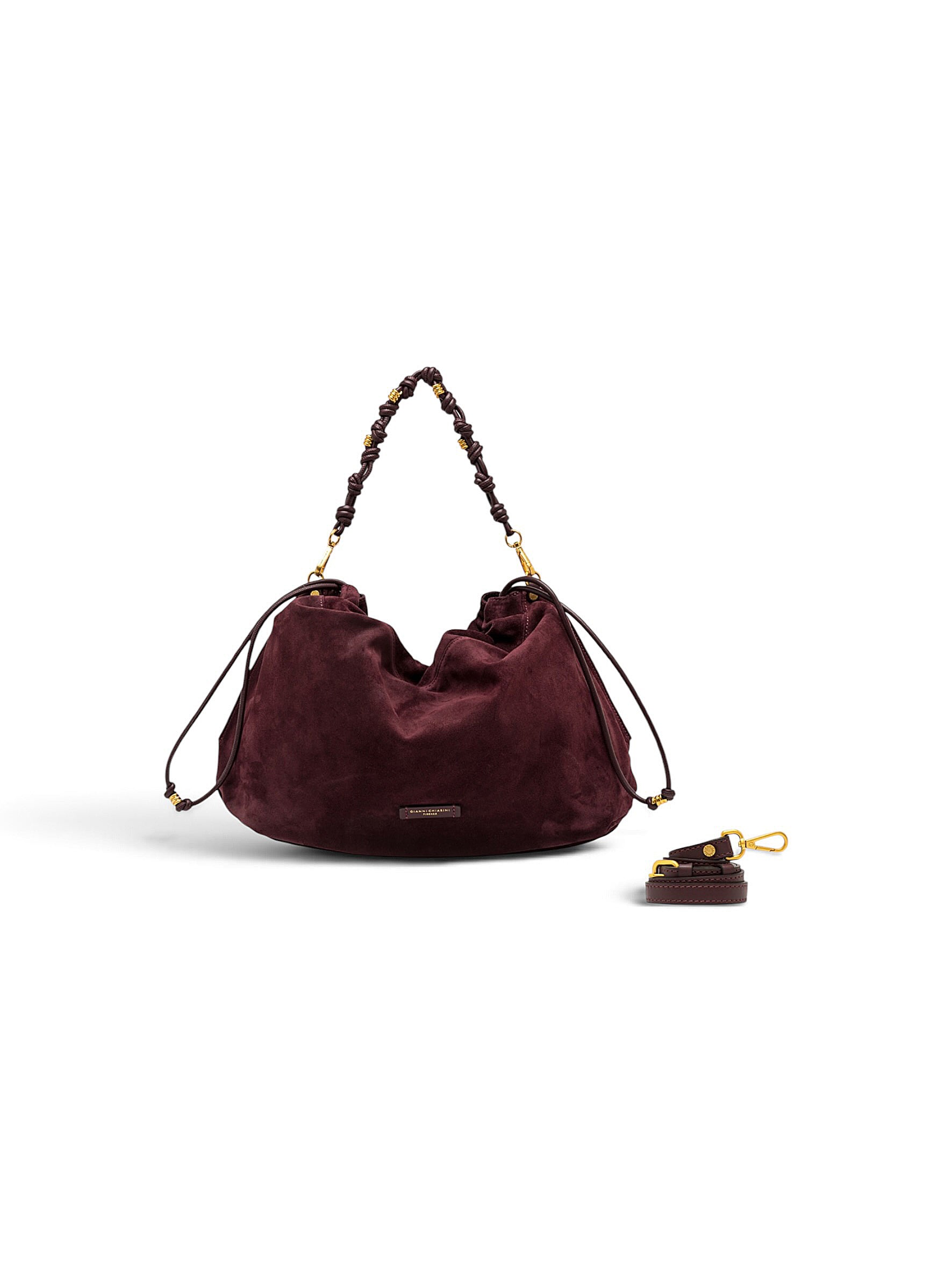 Bordeauxfarbene Velour-Tasche von Gianni Chiarini – Ansicht 3
