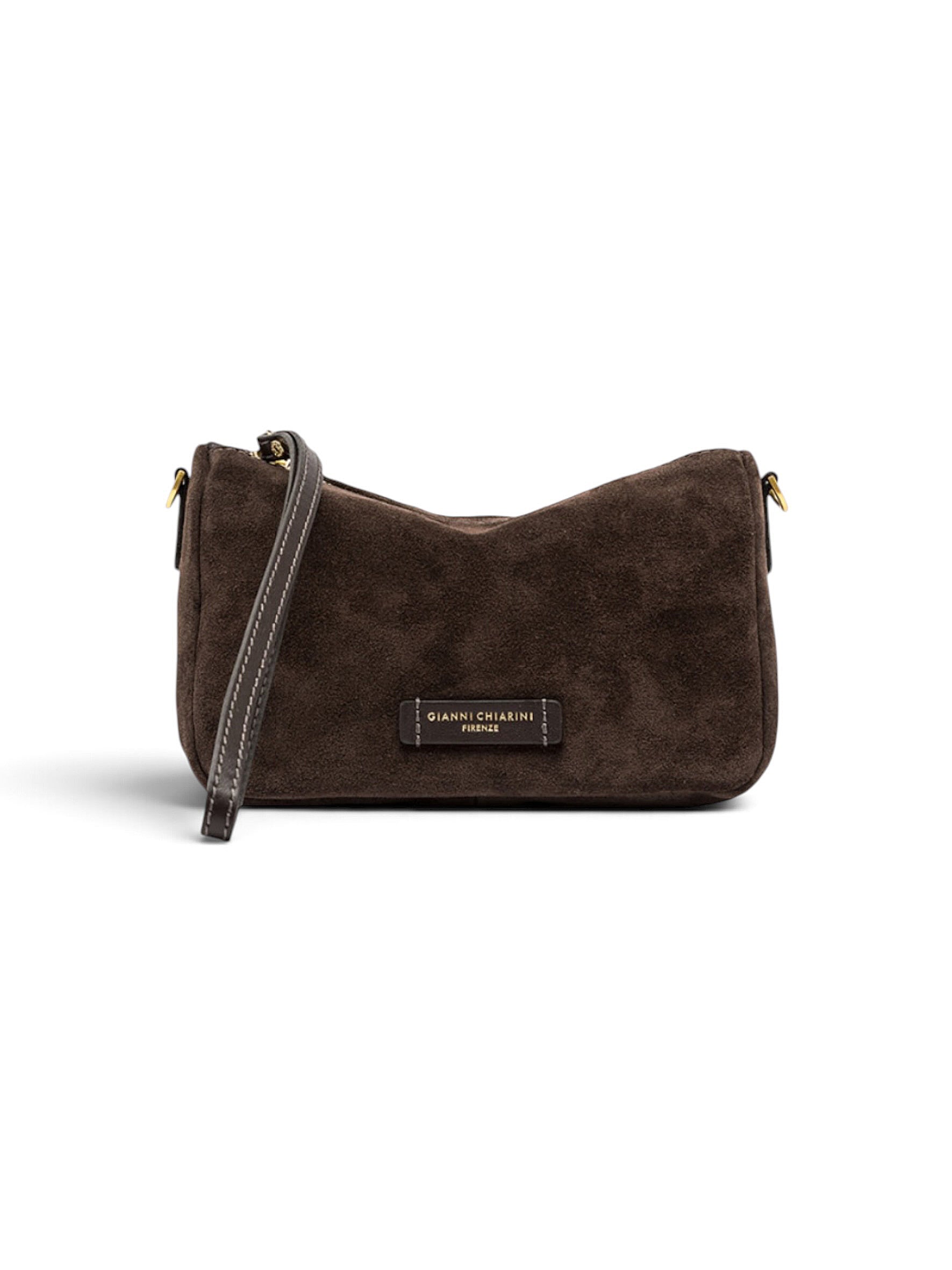 Kleine, dunkelbraune Velour-Tasche von Gianni Chiarini