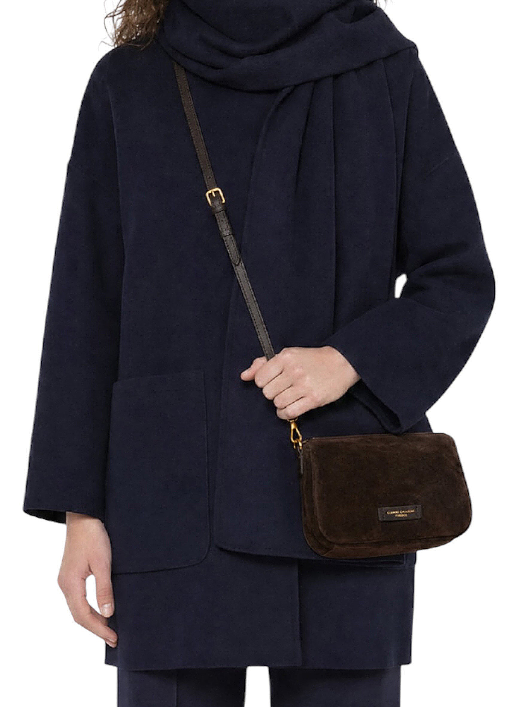 Kleine, dunkelbraune Velour-Tasche von Gianni Chiarini – Ansicht 2