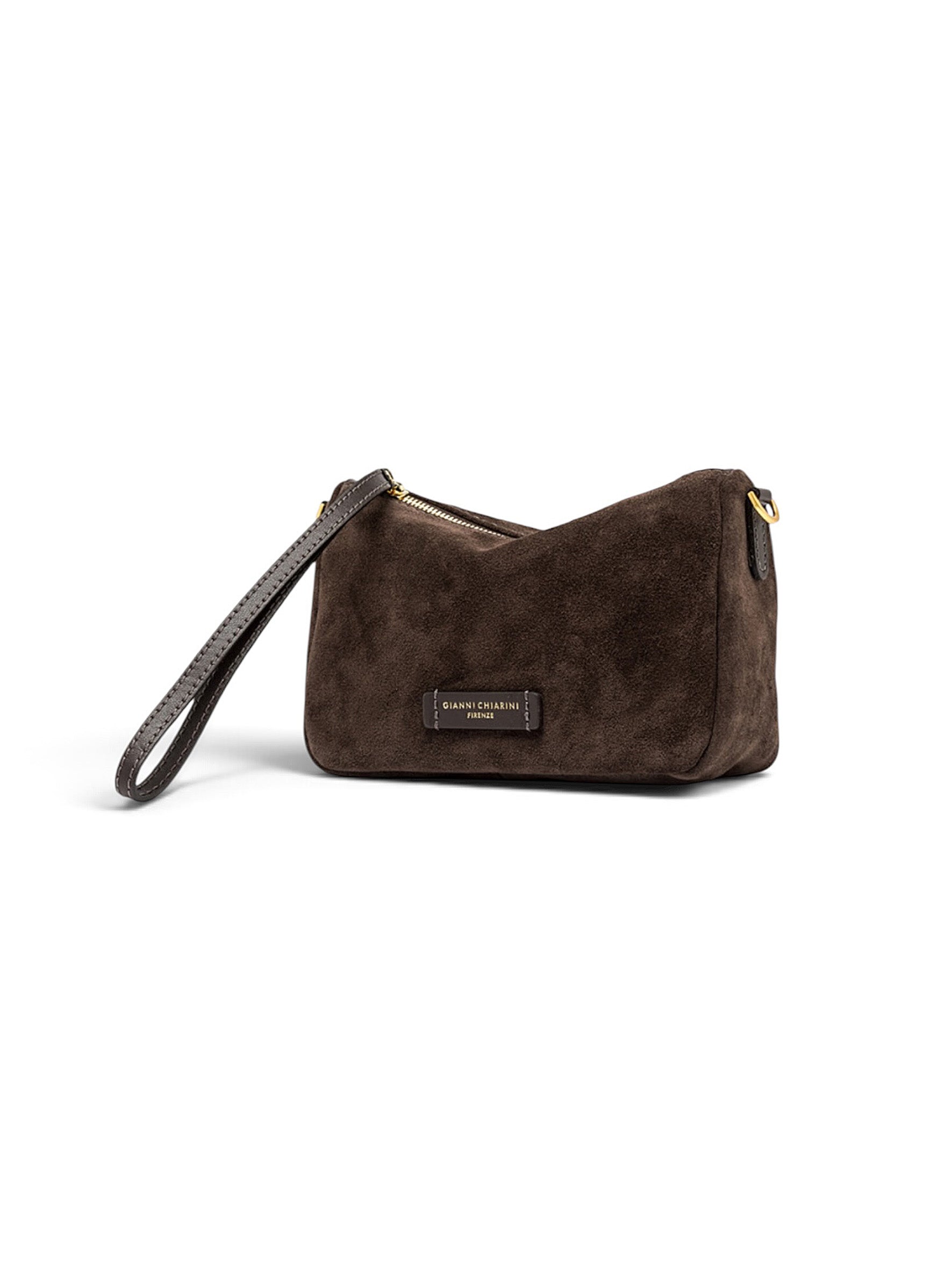 Kleine, dunkelbraune Velour-Tasche von Gianni Chiarini – Ansicht 4
