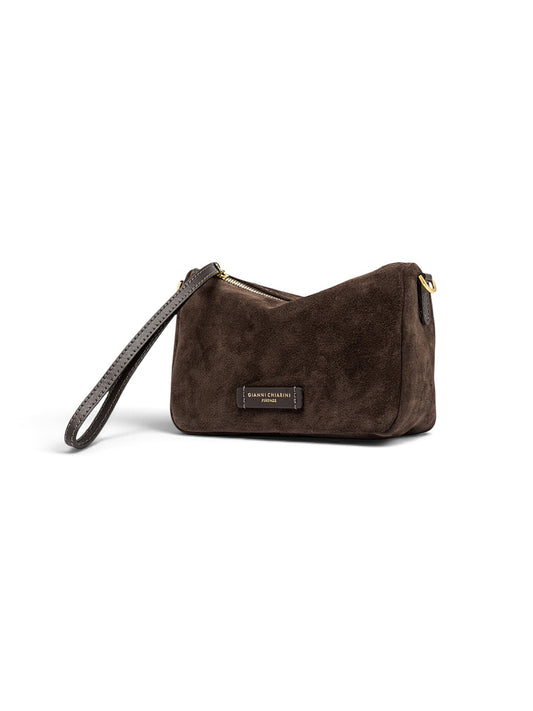 Kleine, dunkelbraune Velour-Tasche von Gianni Chiarini – Ansicht 4