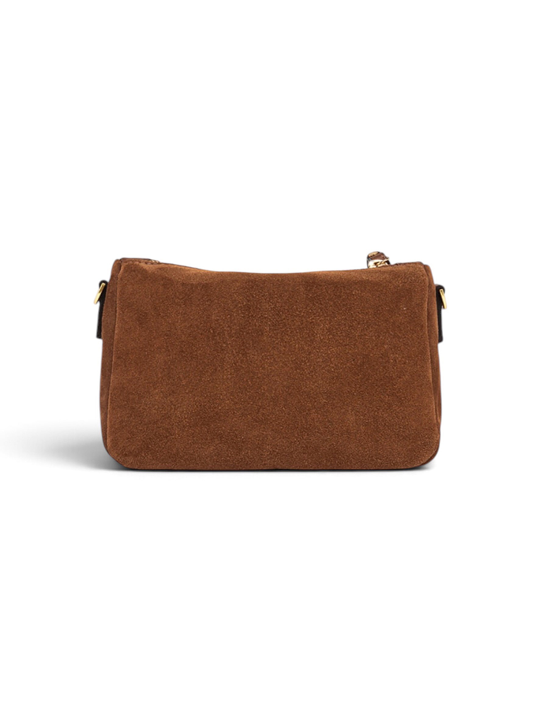 Kleine, cognacfarbene Velour-Tasche von Gianni Chiarini – Ansicht 5