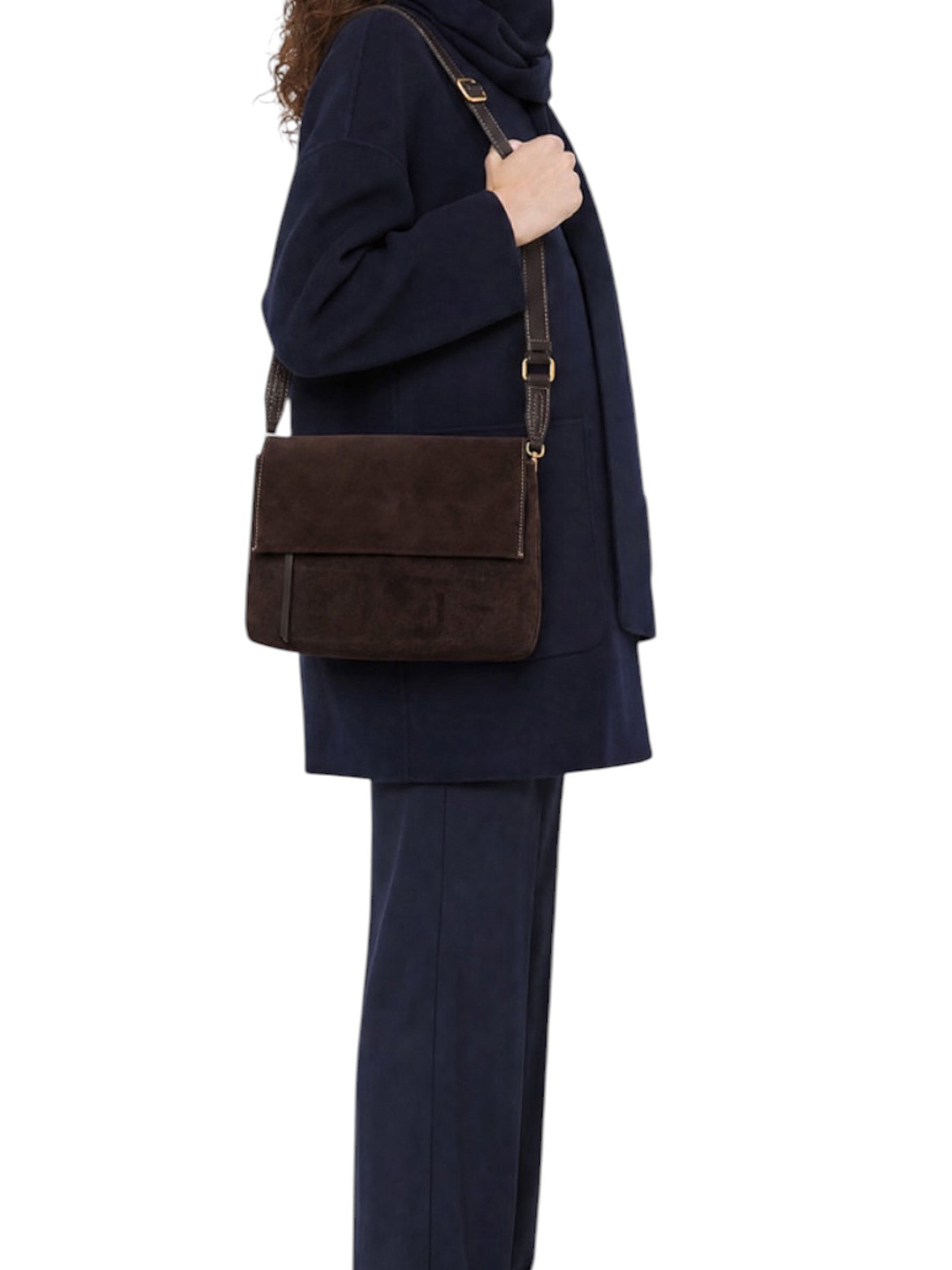 Dunkelbraune Velour-Tasche von Gianni Chiarini – Ansicht 2